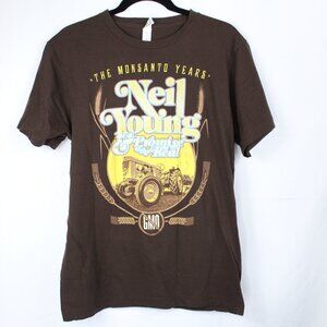 NEIL YOUNG THE PROMISE OF THE REAL THE MONSANTO YEARS MEN'S BROWN T-SHIRT SIZE M